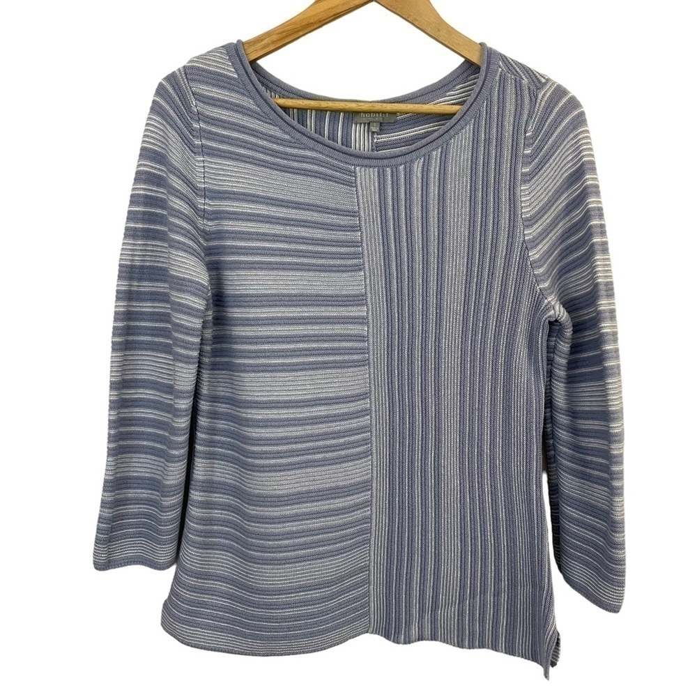 Habitat Lightweight Sweater Shirt Women’s S Blue White Stripe Ribbed Top Casual